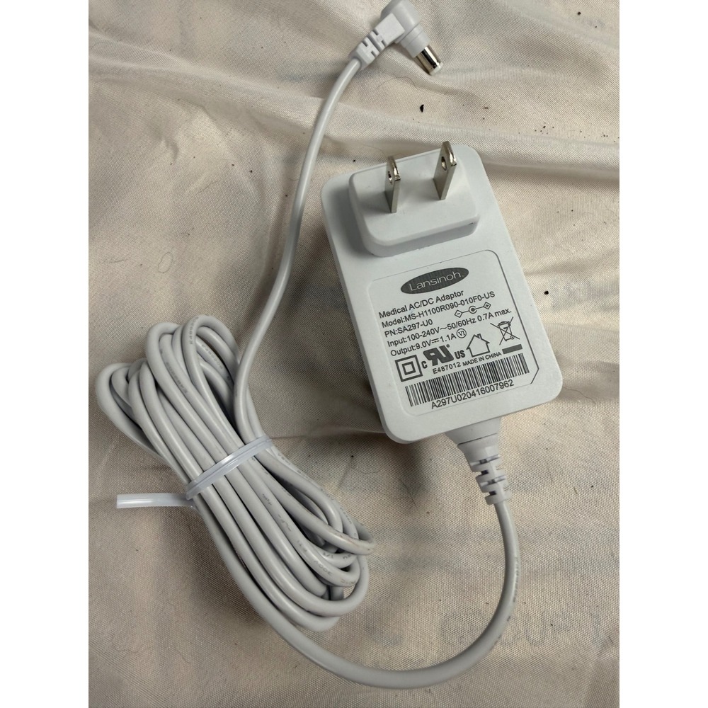 Lansinoh Medical AC/DC Adaptor Power Cord MS-H1100R090-010F0-US 9.0V 1.1A White